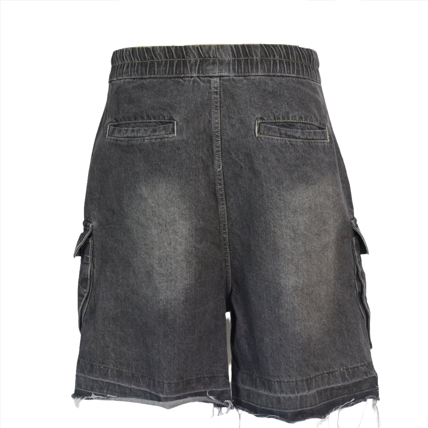 SHORTS #01 cargo elastic band washed denim
