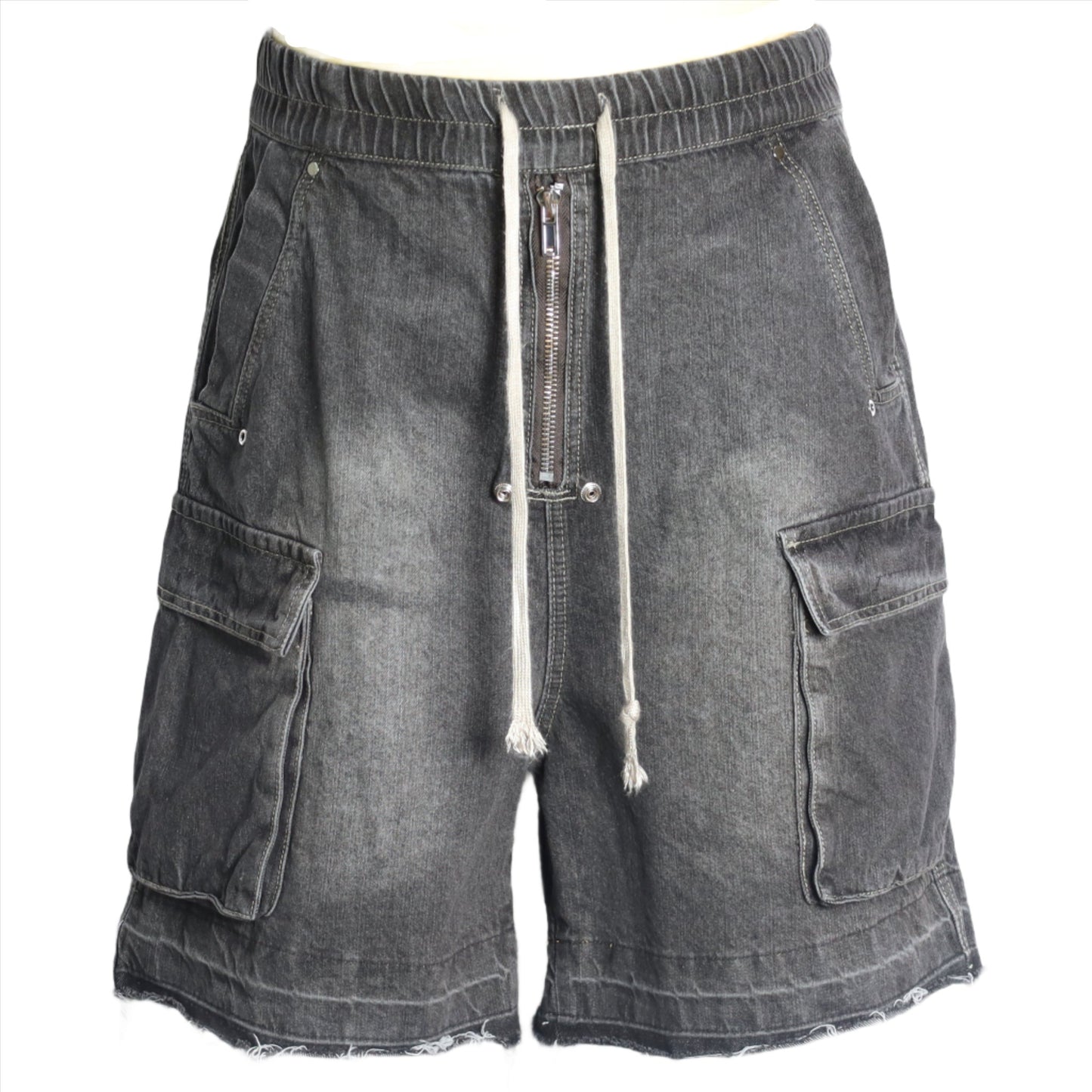 SHORTS #01 cargo elastic band washed denim