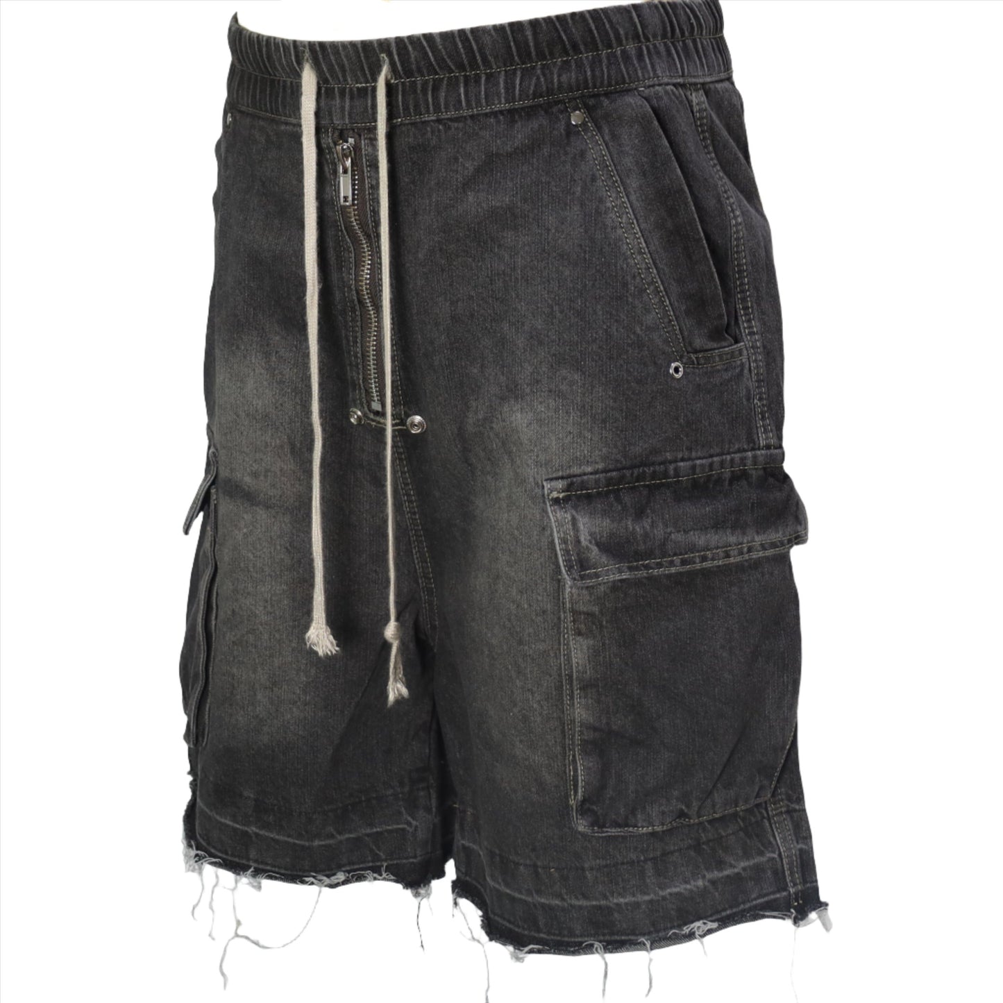 SHORTS #01 cargo elastic band washed denim