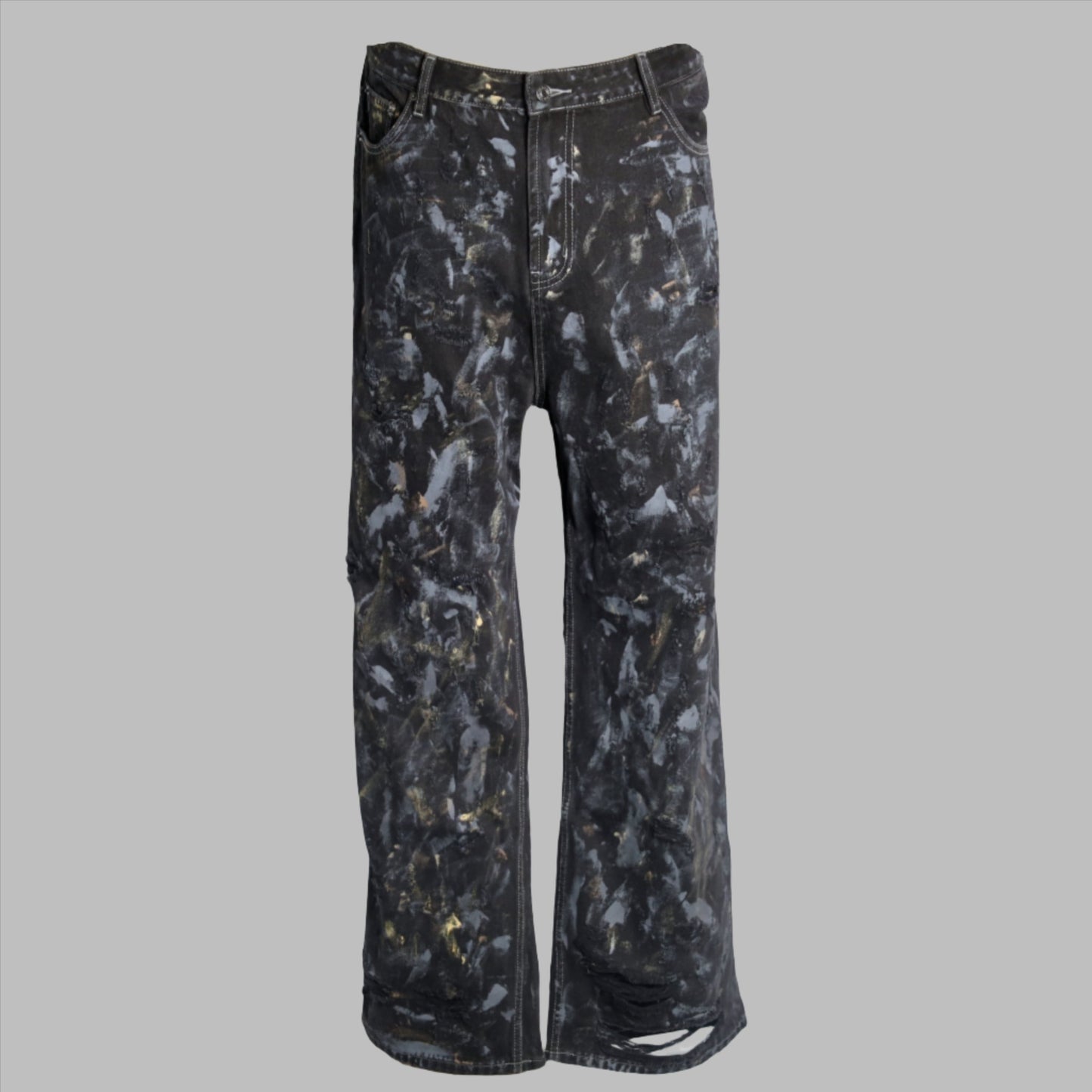 RAVE #02 baggy dirty effect back ripped destroyed jeans