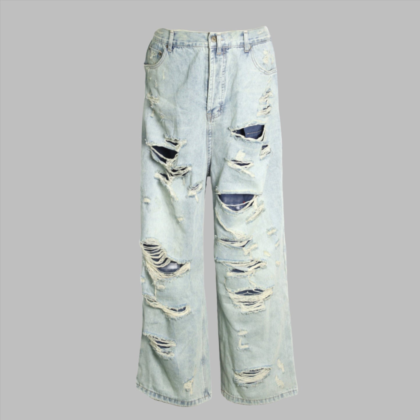 RAVE #04 baggy ripped destroyed double layered jeans