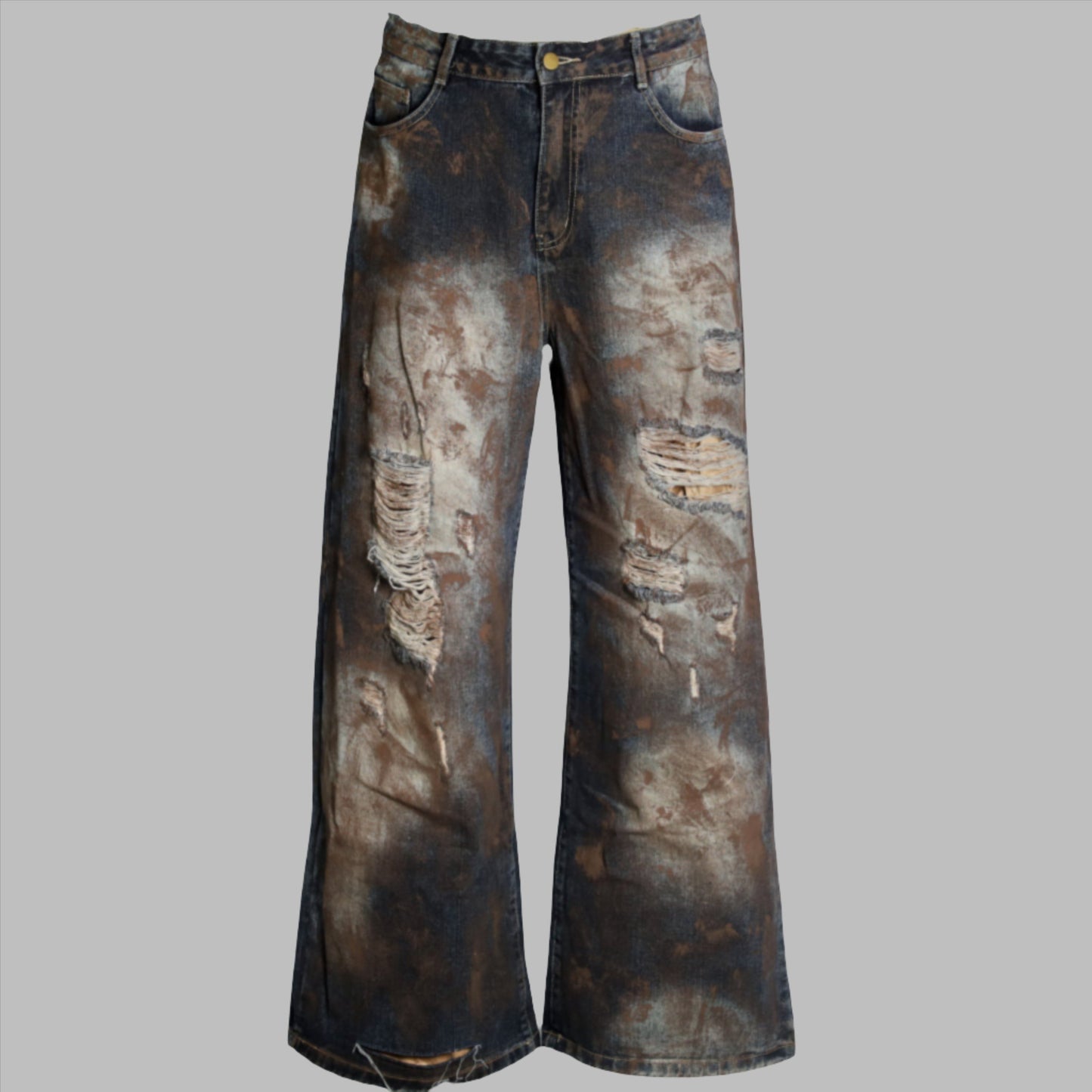 RAVE #10 super baggy dirty effect ripped washed jeans