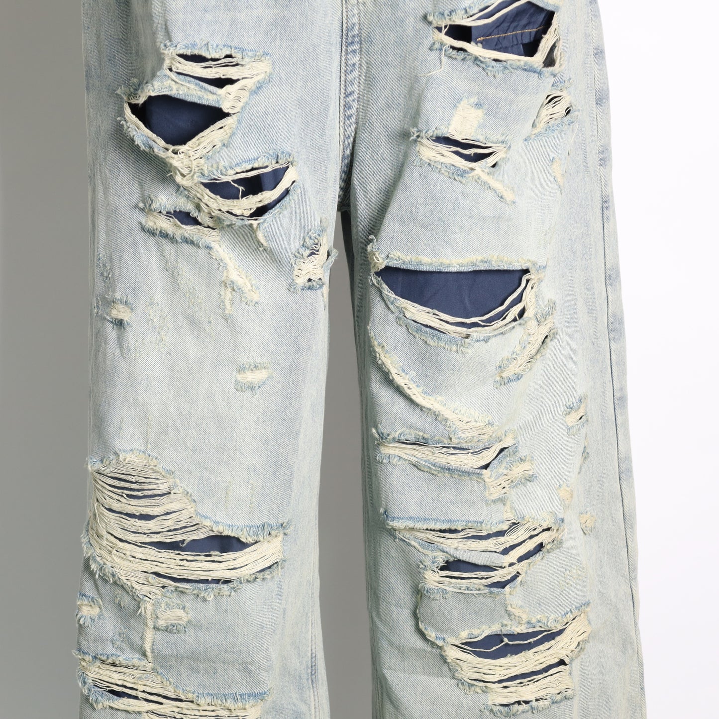 RAVE #04 baggy ripped destroyed double layered jeans