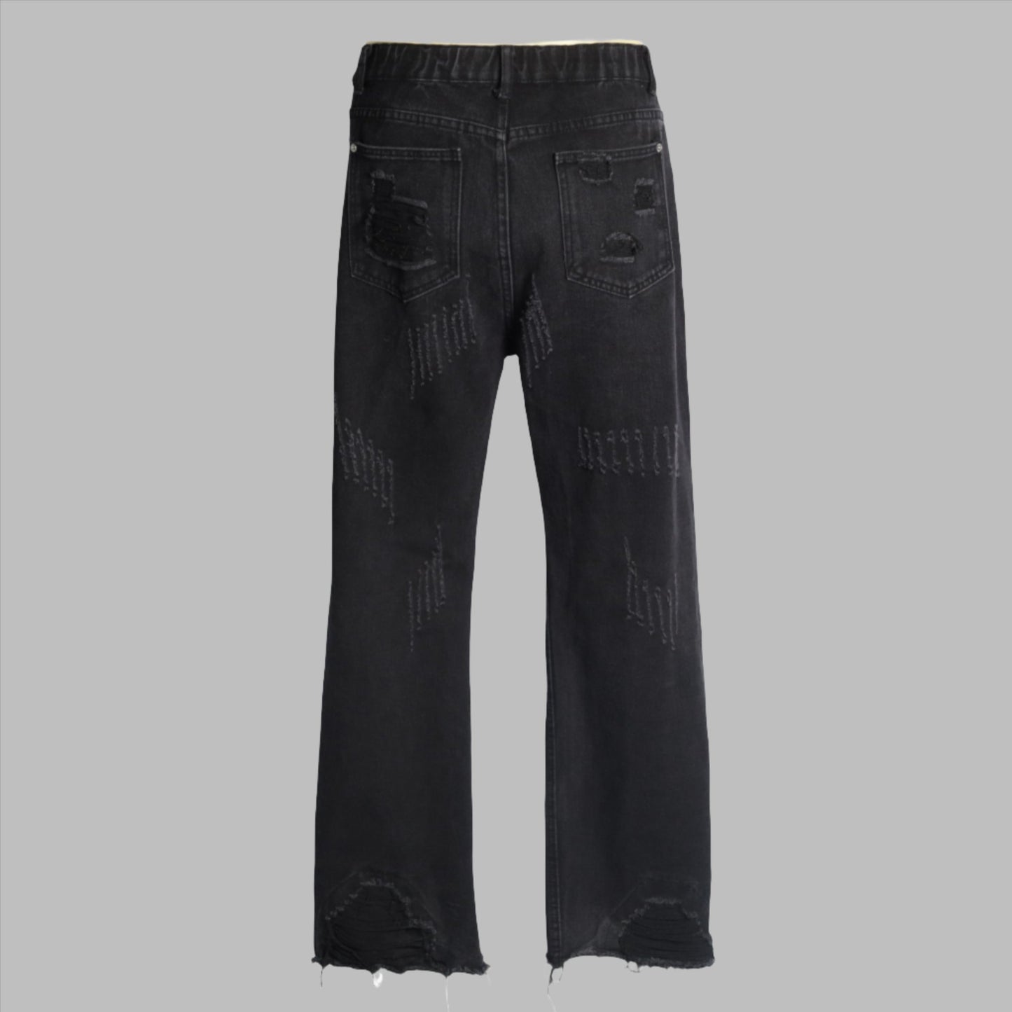 UPSET #04 straight ripped patch jeans