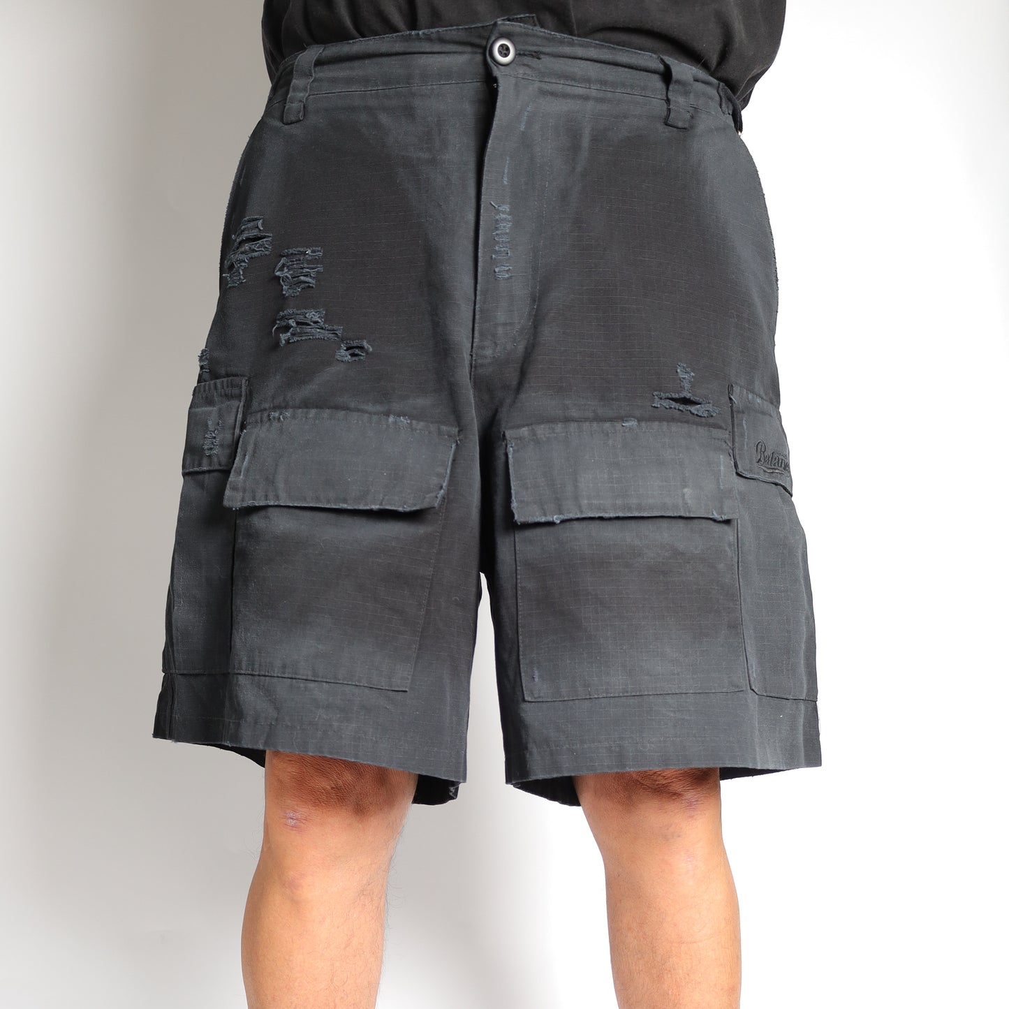 SHORTS #02 cargo ripped washed ristop cotton pants