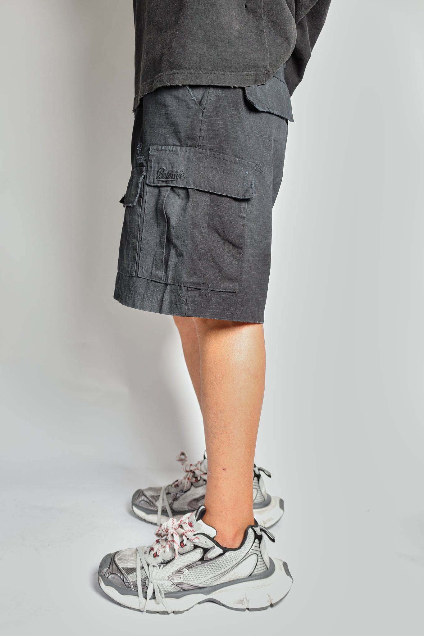SHORTS #02 cargo ripped washed ristop cotton pants