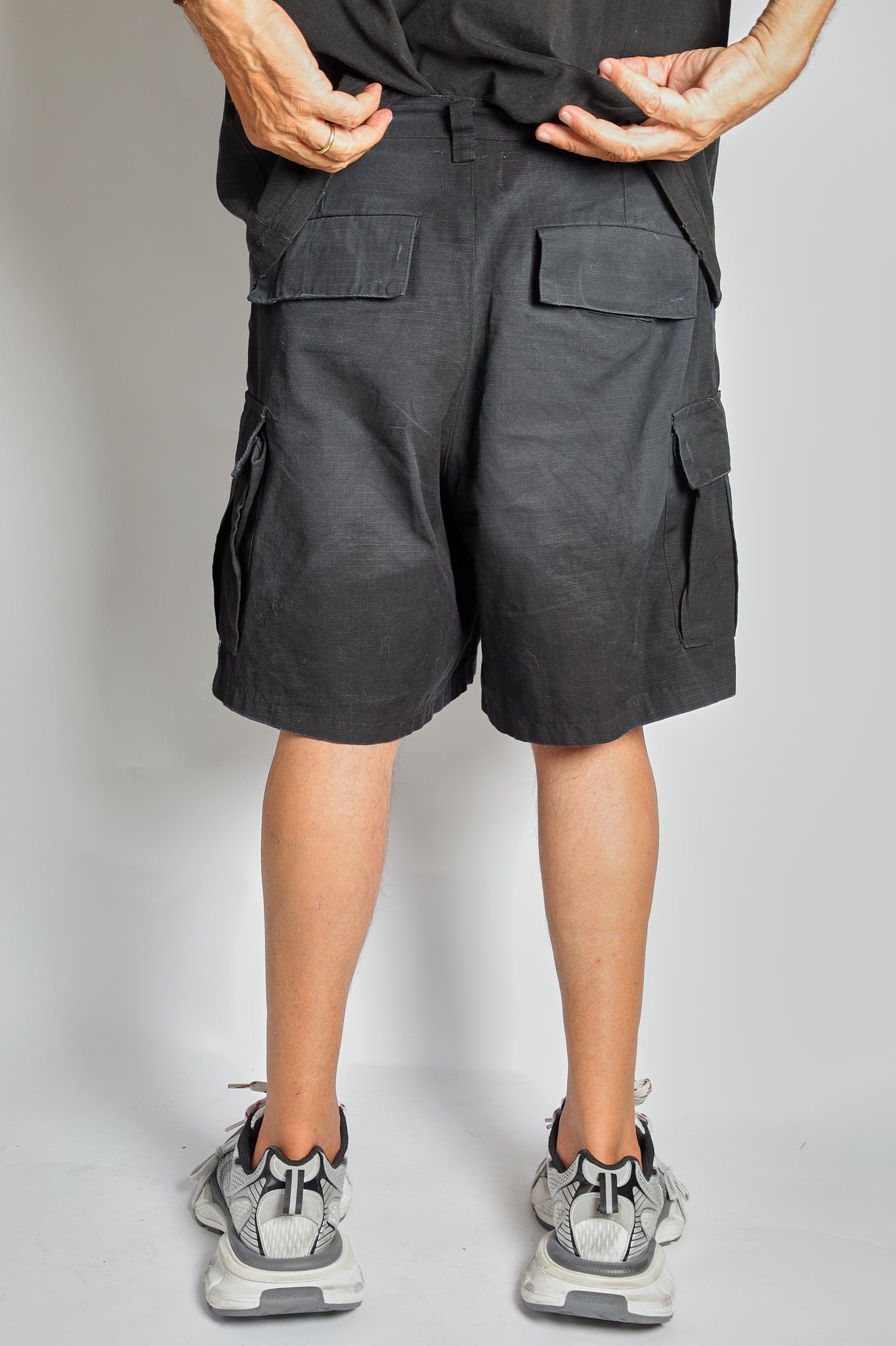 SHORTS #02 cargo ripped washed ristop cotton pants