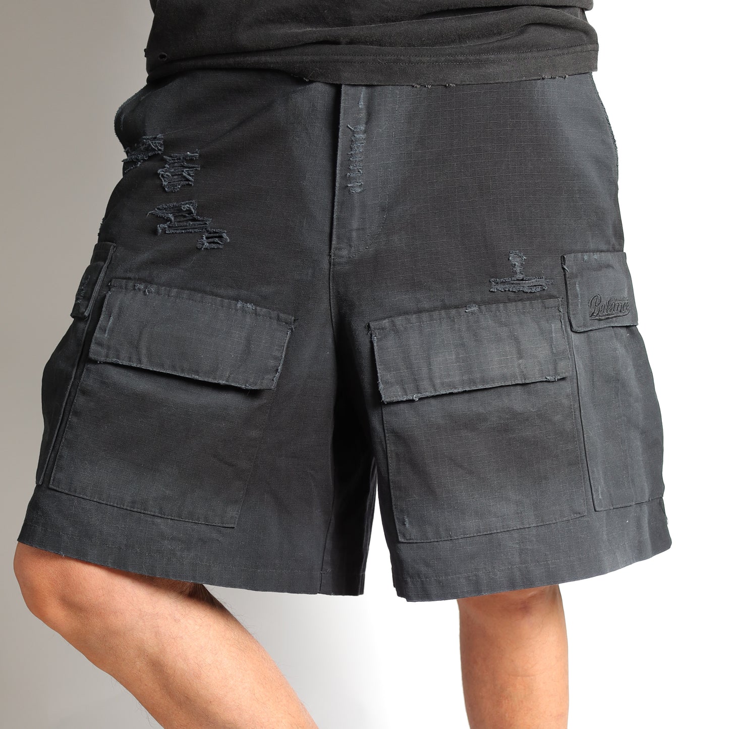 SHORTS #02 cargo ripped washed ristop cotton pants