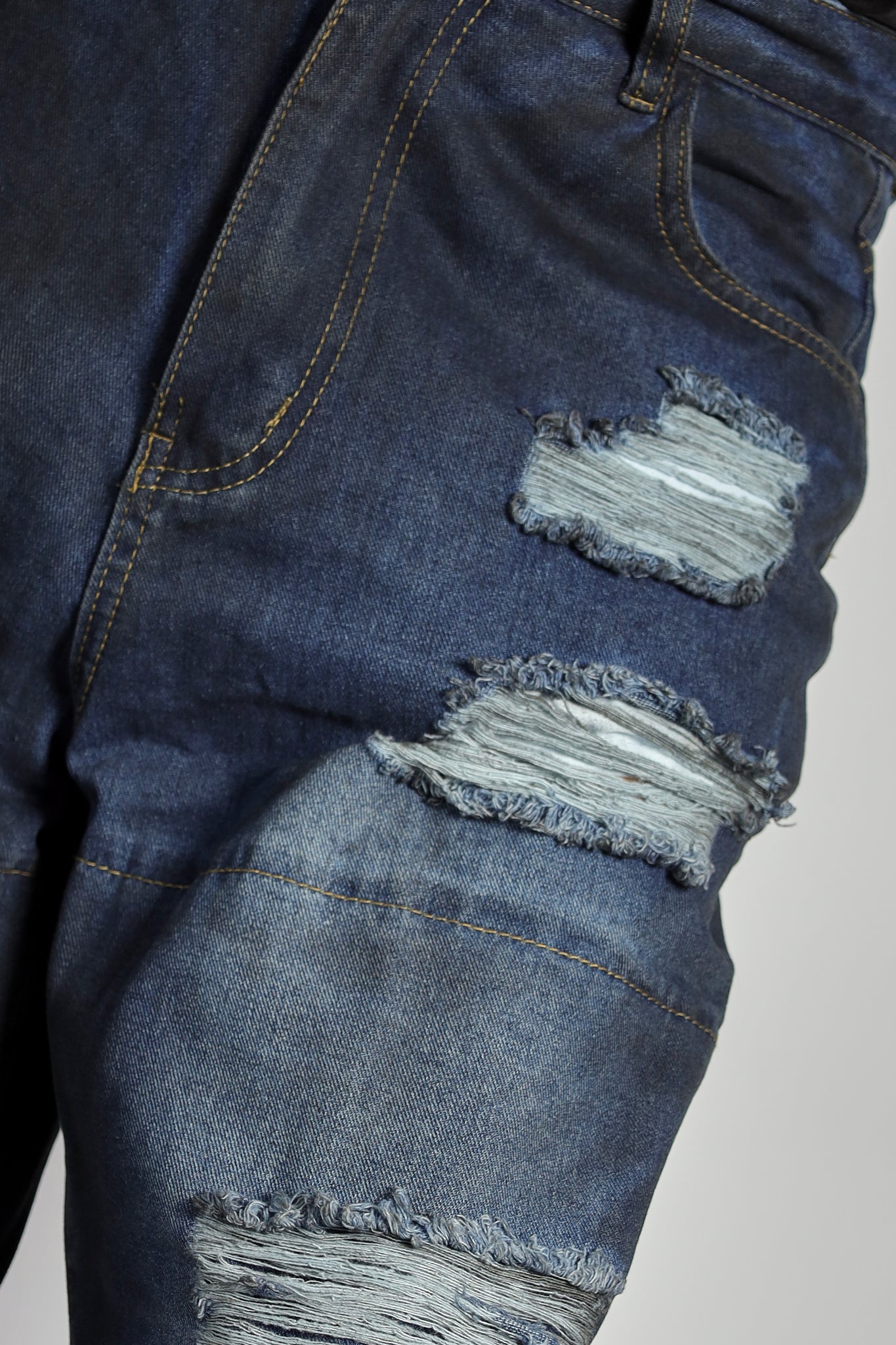 RAVE #13 dirty effect distressed cargo jeans