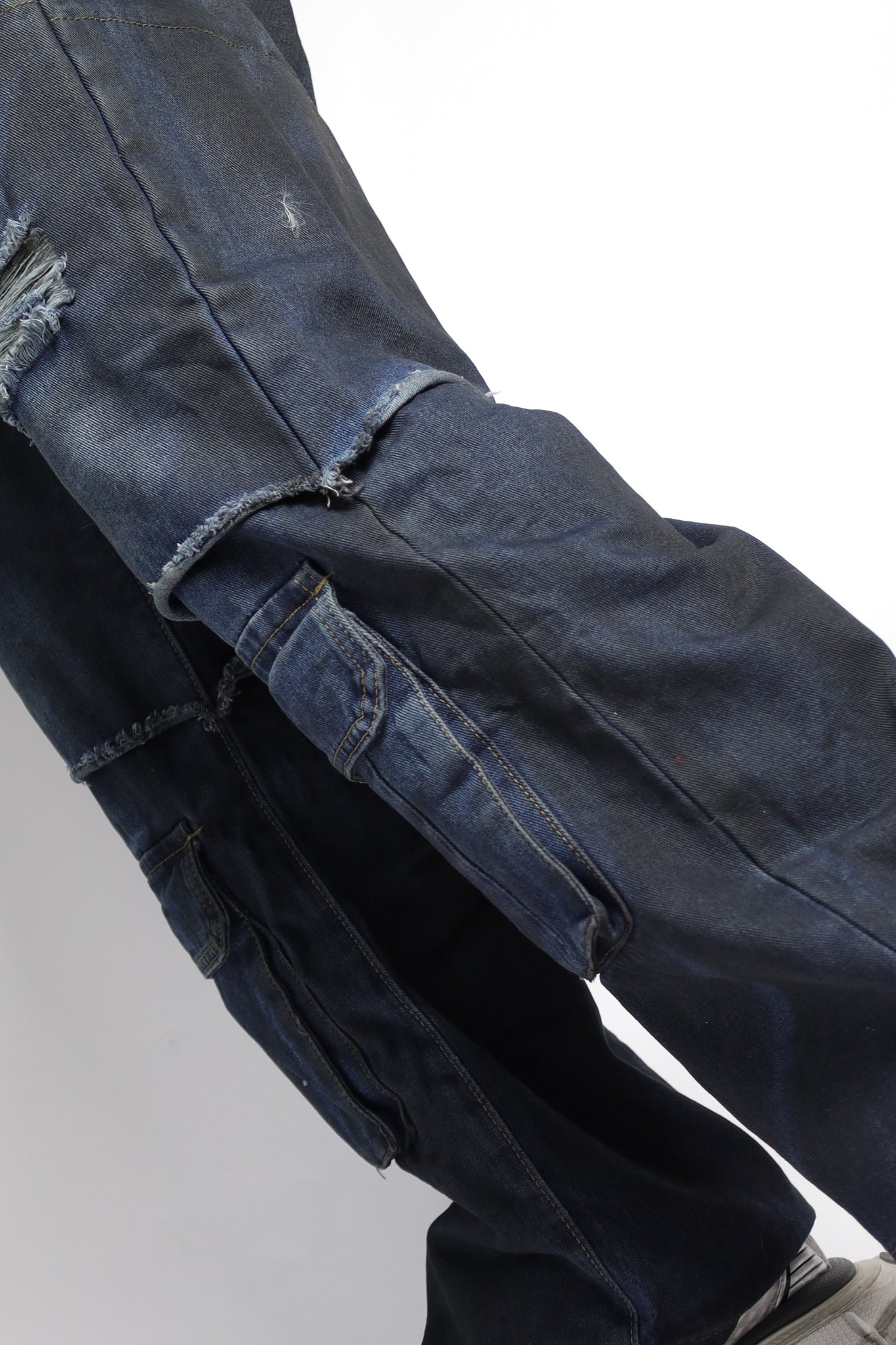 RAVE #13 dirty effect distressed cargo jeans