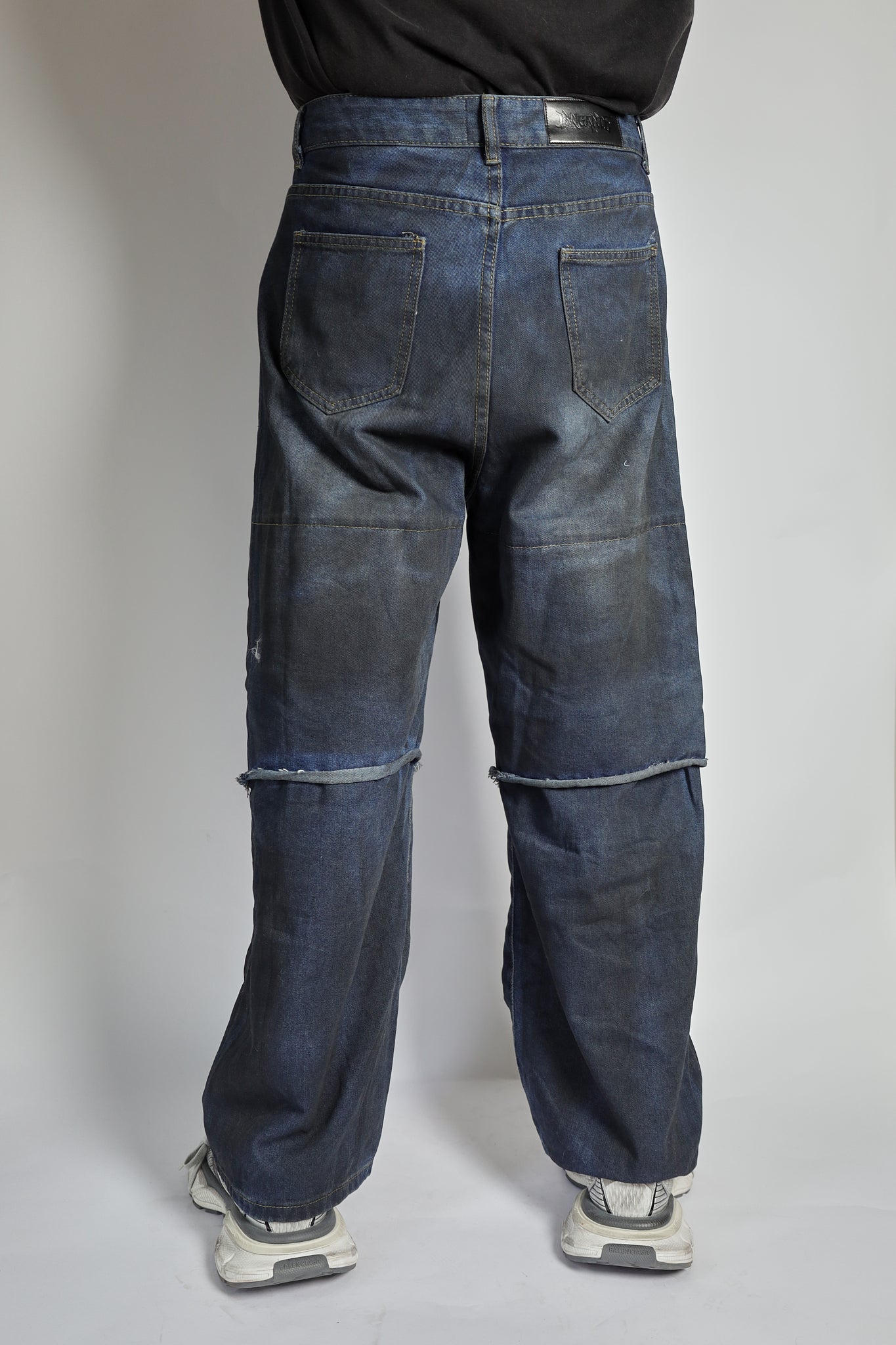 RAVE #13 dirty effect distressed cargo jeans