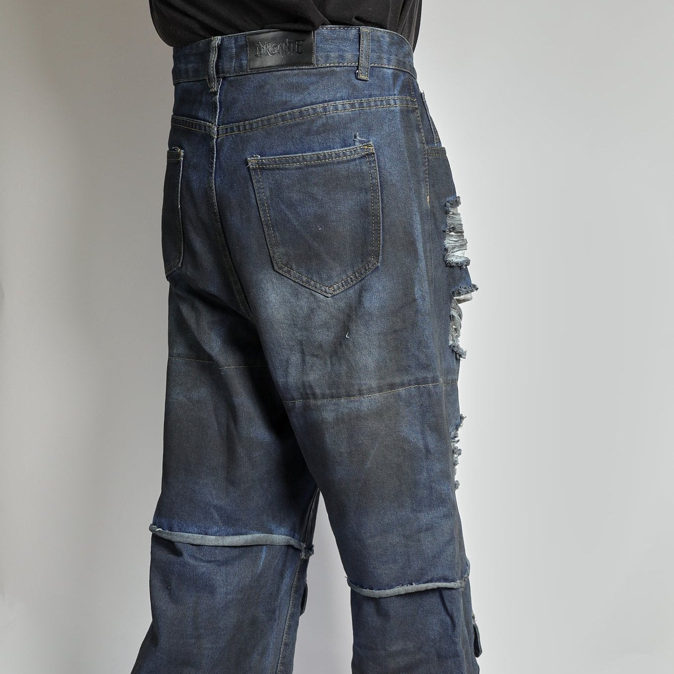 RAVE #13 dirty effect distressed cargo jeans
