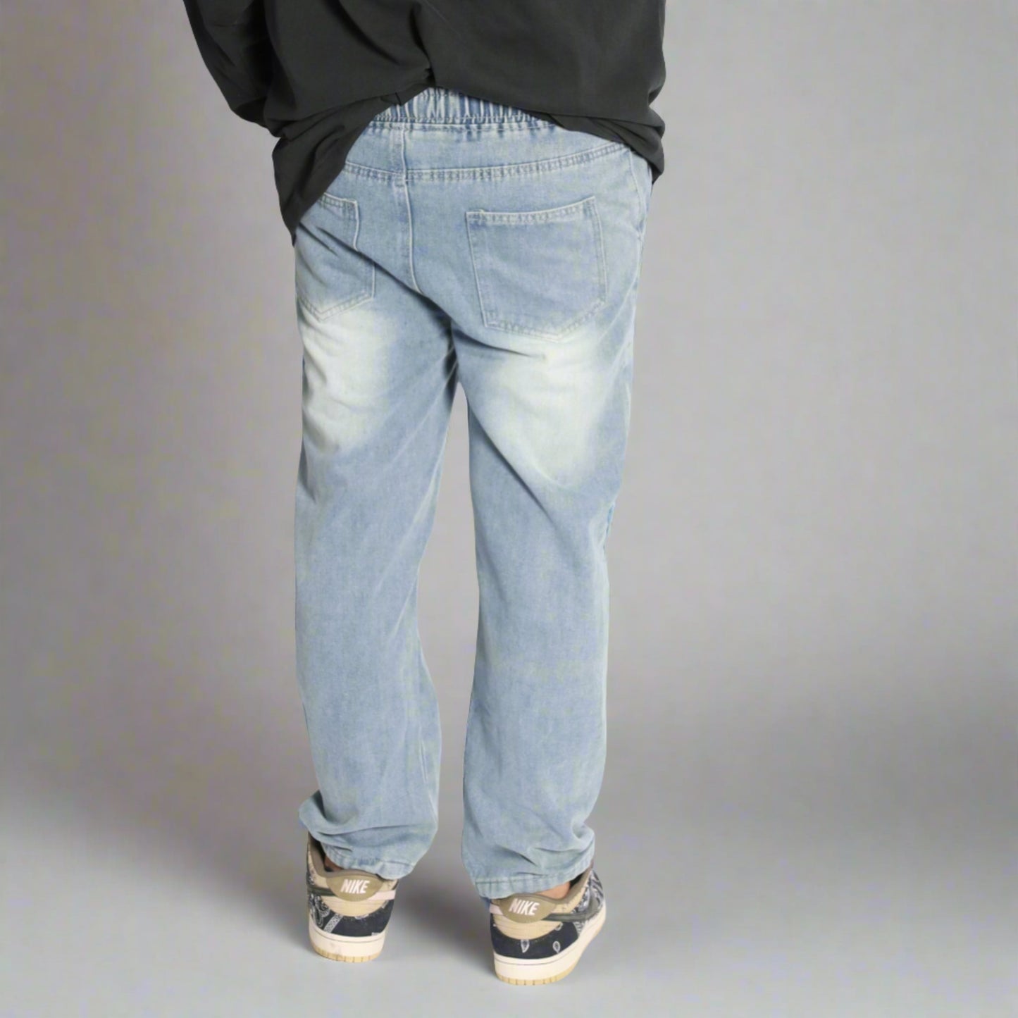 RELAX #02 straight washed denim sweatpants