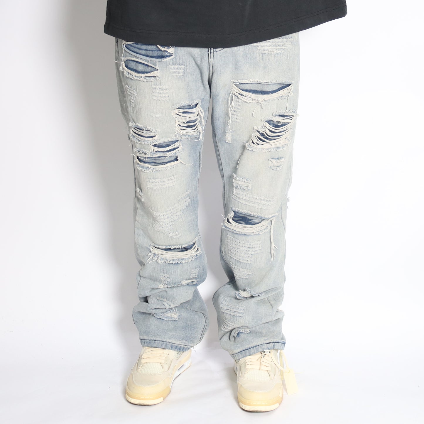 UPSET #01 double layered very ripped jeans