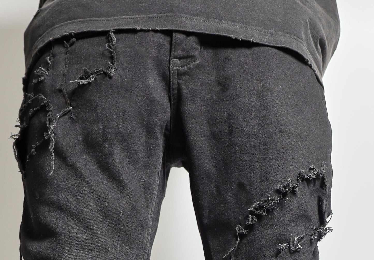 RAVE #09 straight double layered destroyed jeans