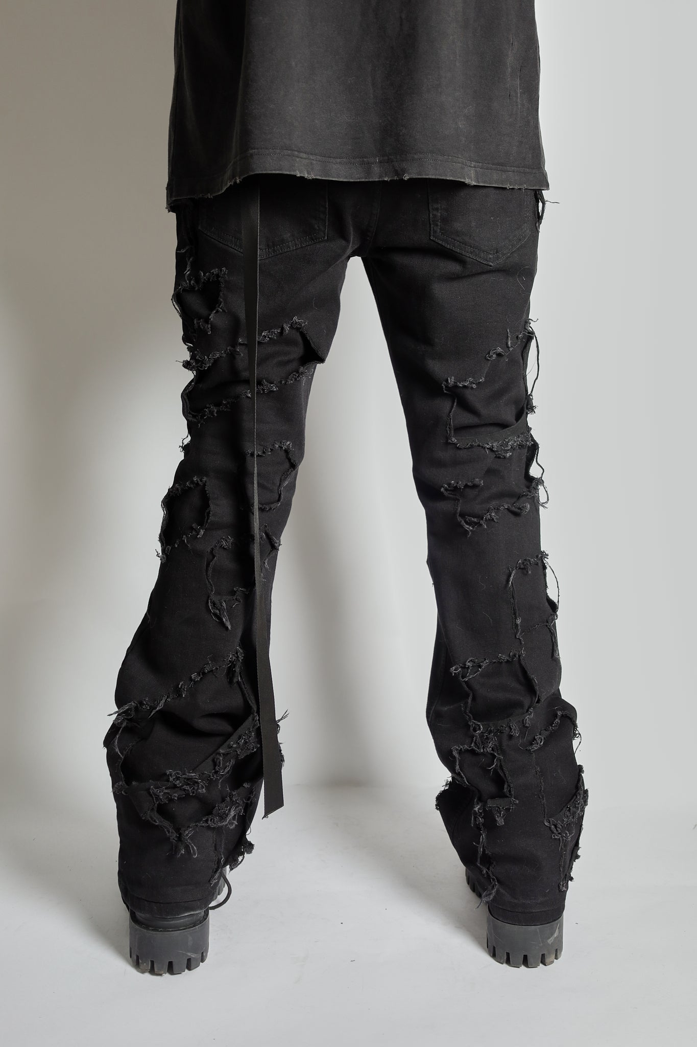 RAVE #09 straight double layered destroyed jeans